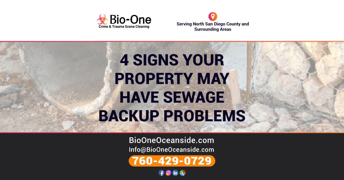 4 Signs Your Property May Have Sewage Backup Problems - Bio-One of Oceanside.