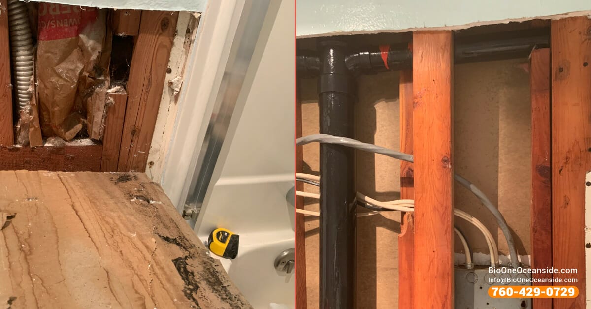 Water damage repaired by Bio-One of Oceanside technicians.