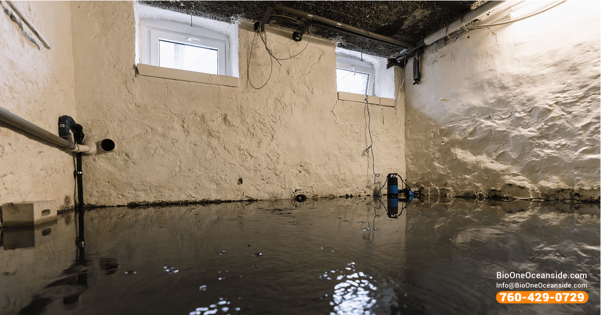 Water damage after a pipe burst.