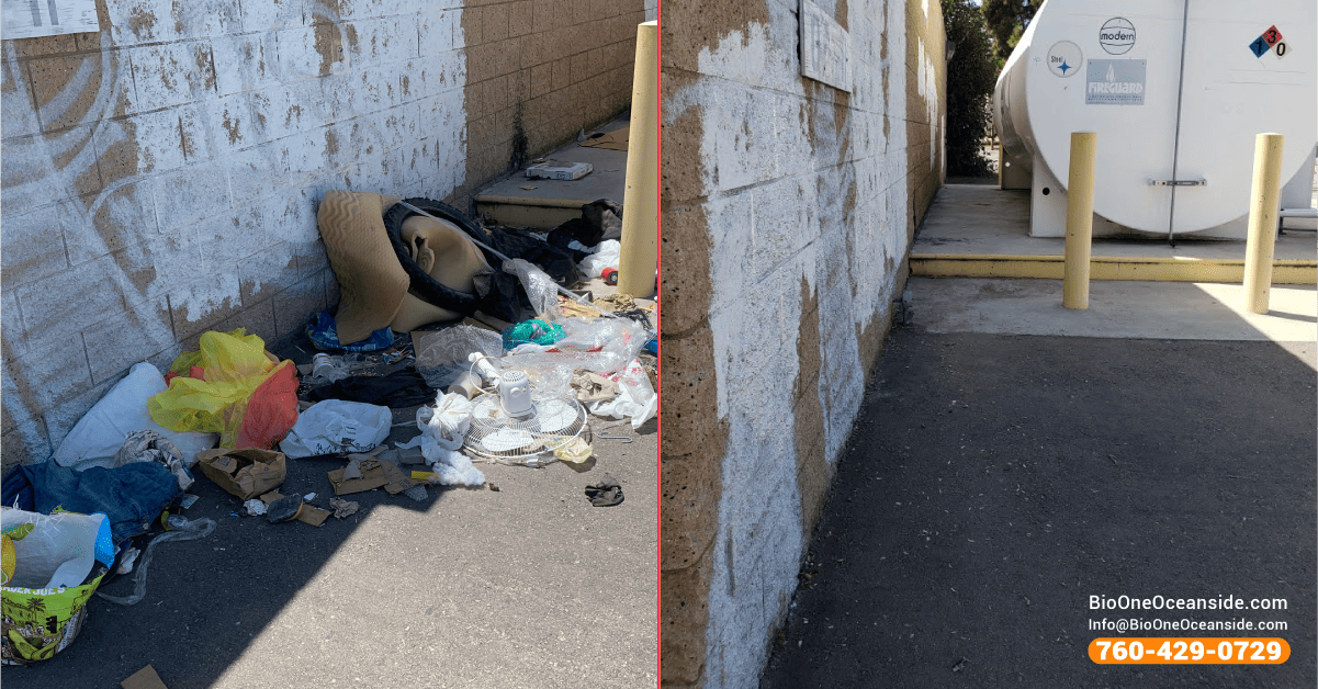 Homeless encampment cleanup - Before and after.