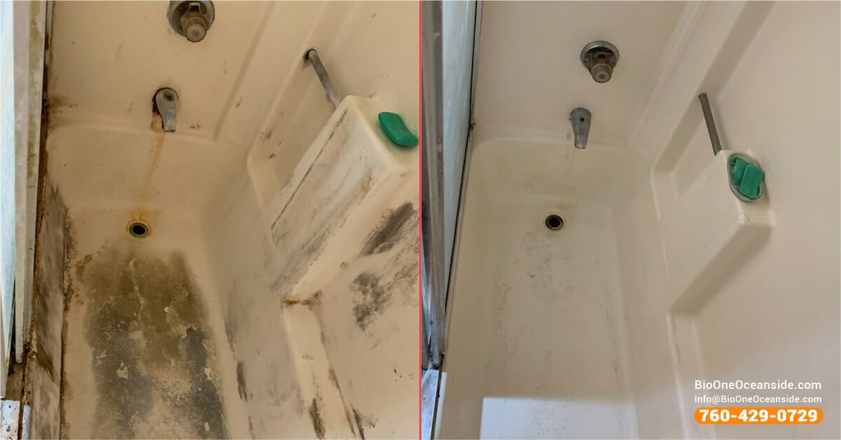 black mold remediation - bathtub - bio one of oceanside.