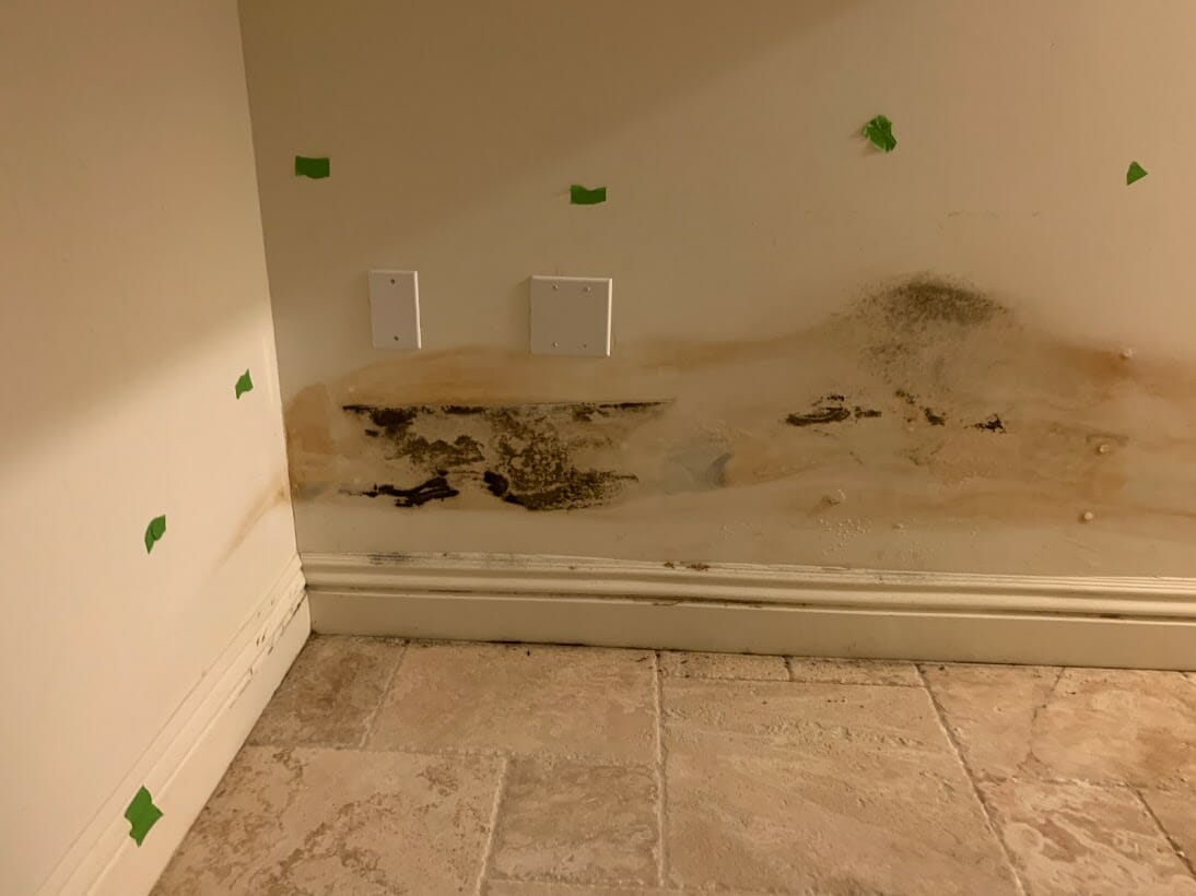water damaage on wall example from bio-one of oceanside