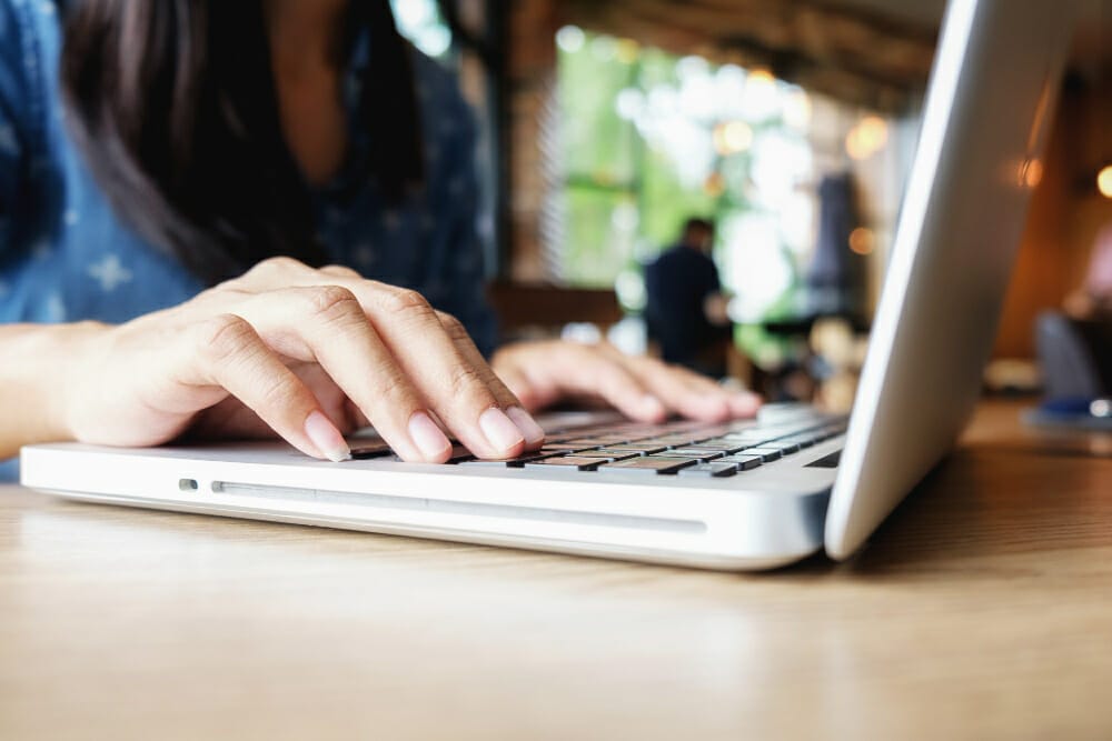 person looking for online resources
