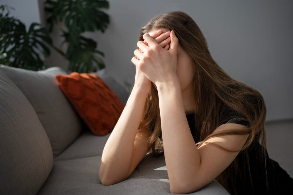 example of depressed woman sad