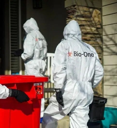 biohazard remediation crew entering home example